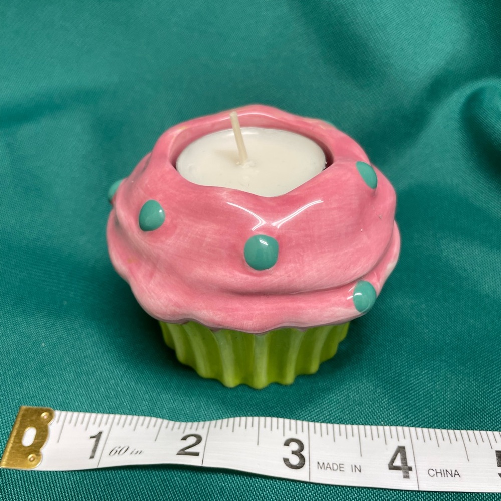 Pink and Green Ceramic Birthday cupcake